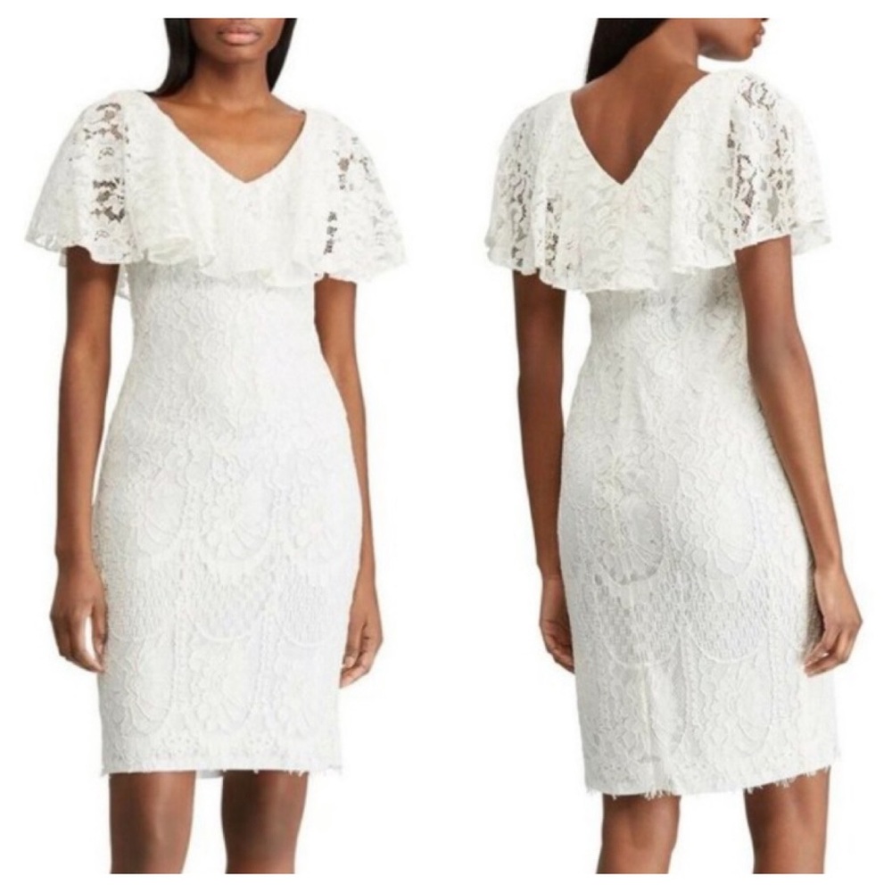 ❤️ NWT Ralph Lauren Floral Lace Ruffle Cocktail Dress